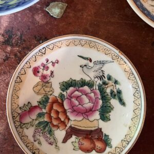 Chinese Famille Rose Crane & Peony Porcelain Plate